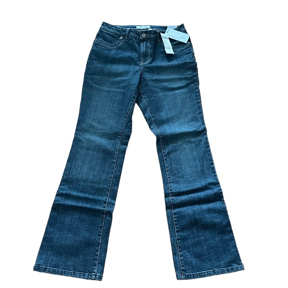 New Chico’s Platinum Finish Premium Fit Wide Leg Jeans Size 0